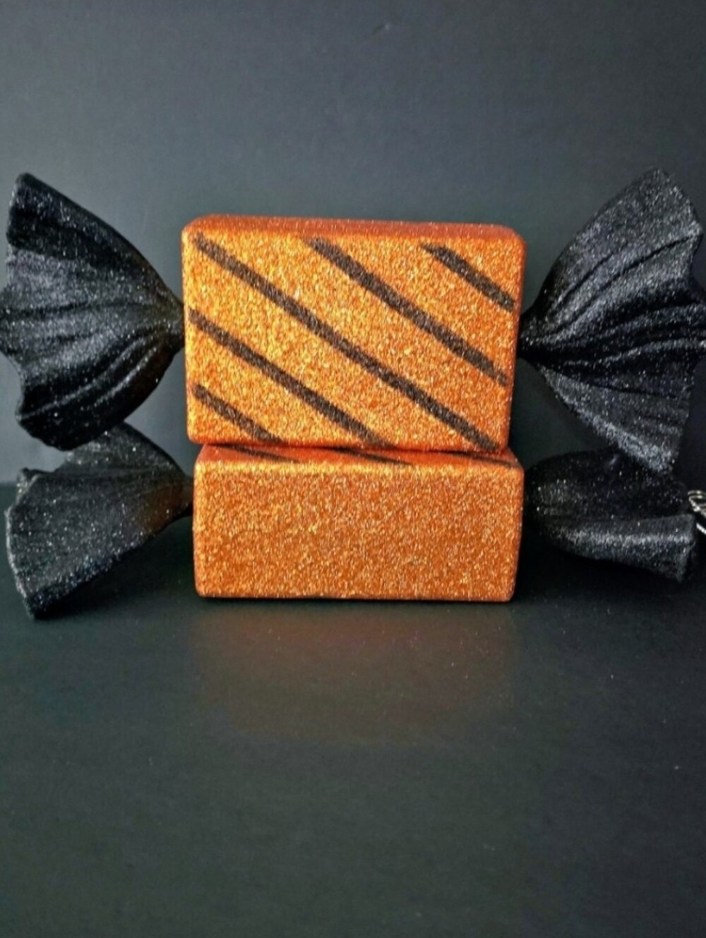 Ashland New Giant Hallowen Orange and Black Glitter Candy Box Decoration
